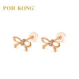 POH KONG 750/18K Rose Gold Ribbon with Diamond Earstud