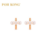 POH KONG 750/18K Rose Gold Trio Pearl Earrings
