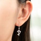 POH KONG 375/9K White Gold Dolphin Dangle Earrings