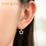 POH KONG 375/9K White Gold Flower Stud Earrings