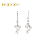 POH KONG 375/9K White Gold Dolphin Dangle Earrings