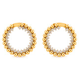 POH KONG 750/18K Yellow Gold Beaded Circle with Diamond Earrings