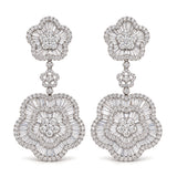 POH KONG 750/18K White Gold Floral Chandelier with Diamond Earrings