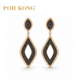 POH KONG 750/18K Rose Gold Drop Earrings with Black Diamond