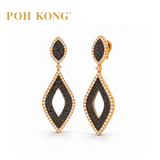 POH KONG 750/18K Rose Gold Drop Earrings with Black Diamond