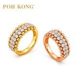 POH KONG 750/18K Yellow Gold & Rose Gold Beaded Circle with Diamond Ring