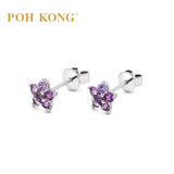POH KONG 750/18k White Gold Pink Sapphire Flower Earrings