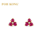 POH KONG 750/18k Yellow Gold Oval Ruby with Diamond Earrings