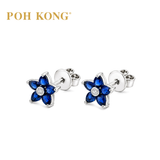 POH KONG 750/18k White Gold Blue Sapphire Aurora with Diamond Earrings