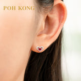 POH KONG 750/18k White Gold Ruby with Heart shape Diamond Earrings