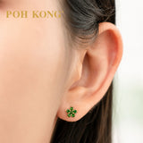 POH KONG 750/18k Yellow Gold Emerald Sapphire Flower Earrings