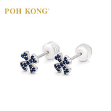 POH KONG 750/18k White Gold Blue Sapphire Flower Earrings