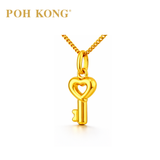 POH KONG 916/22K Yellow Gold Key Heart Pendant