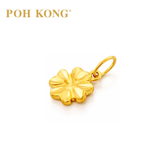 Poh Kong 916/22K Gold Carved Lucky Clover Pendant