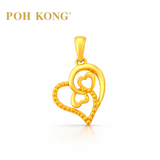 POH KONG 916/22K Pure Yellow Gold Exquisite Triple Love Pendant