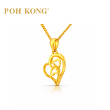 POH KONG 916/22K Pure Yellow Gold Exquisite Triple Love Pendant