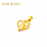 POH KONG 916/22K Pure Yellow Gold Exquisite Triple Love Pendant