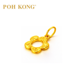 POH KONG 916/22K Gold Machined Carved Flower Pendant
