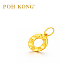 POH KONG 916/22K Yellow Gold Textured Hollow Round Pendant