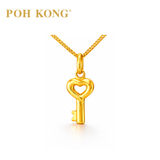POH KONG 916/22K Yellow Gold Key Heart Pendant