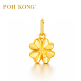 Poh Kong 916/22K Gold Carved Lucky Clover Pendant