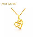 POH KONG 916/22K Pure Yellow Gold Exquisite Triple Love Pendant