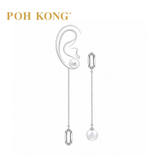 POH KONG 18k/750 White Gold Dangling Pearl Earrings