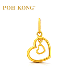 916/22K Yellow Gold Double Hearts Mini Pendant