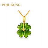 POH KONG 916/22K Yellow Gold Green Glass Butterfly Pendant
