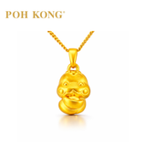 POH KONG 999/24K Yellow Gold 3D Zodiac Snake With YuanBao Pendant