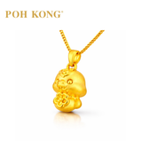 POH KONG 999/24K Yellow Gold 3D Zodiac Snake With Flower Pendant