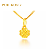 POH KONG 916/22K Yellow Gold Textured Four Clover Leaf Pendant