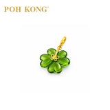 POH KONG 916/22K Yellow Gold Green Glass Butterfly Pendant
