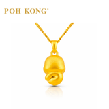 POH KONG 999/24K Yellow Gold 3D Zodiac Snake With Flower Pendant