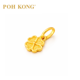 POH KONG 916/22K Yellow Gold Textured Four Clover Leaf Pendant
