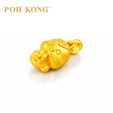 POH KONG 999/24K Yellow Gold 3D Zodiac Snake With Flower Pendant