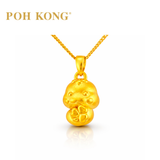 POH KONG 999/24K Yellow Gold 3D Zodiac Snake With Clover Pendant