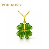 POH KONG 916/22K Yellow Gold Green Glass Butterfly Pendant