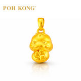 POH KONG 999/24K Yellow Gold 3D Zodiac Snake With Clover Pendant