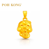 POH KONG 999/24K Yellow Gold 3D Zodiac Snake With Ruyi and Ribbon Pendant