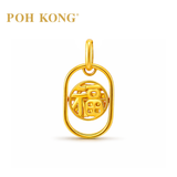 POH KONG 916/22K Yellow Gold 'FU' Elongated Oval Pendant