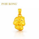 POH KONG 999/24K Yellow Gold 3D Zodiac Snake With Heart and Ribbon Pendant