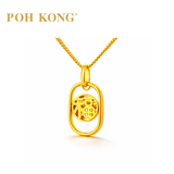 POH KONG 916/22K Yellow Gold 'FU' Elongated Oval Pendant