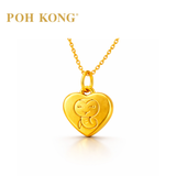 POH KONG 999/24K Yellow Gold Heart Shaped Zodiac Snake Pendant