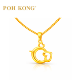 POH KONG 916/22K Yellow Gold Heart Shape Bird Pendant