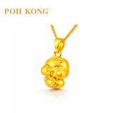 POH KONG 999/24K Yellow Gold 3D Zodiac Snake With Ruyi and Ribbon Pendant