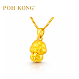 POH KONG 999/24K Yellow Gold 3D Zodiac Snake With Clover Pendant