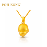 POH KONG 999/24K Yellow Gold 3D Zodiac Snake With Heart and Ribbon Pendant