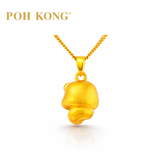 POH KONG 999/24K Yellow Gold 3D Zodiac Snake With Ruyi and Ribbon Pendant