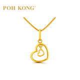 916/22K Yellow Gold Double Hearts Mini Pendant
